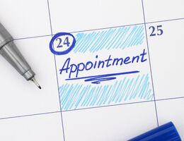 A calendar day circled, colored, and with “Appointment” written and underlined